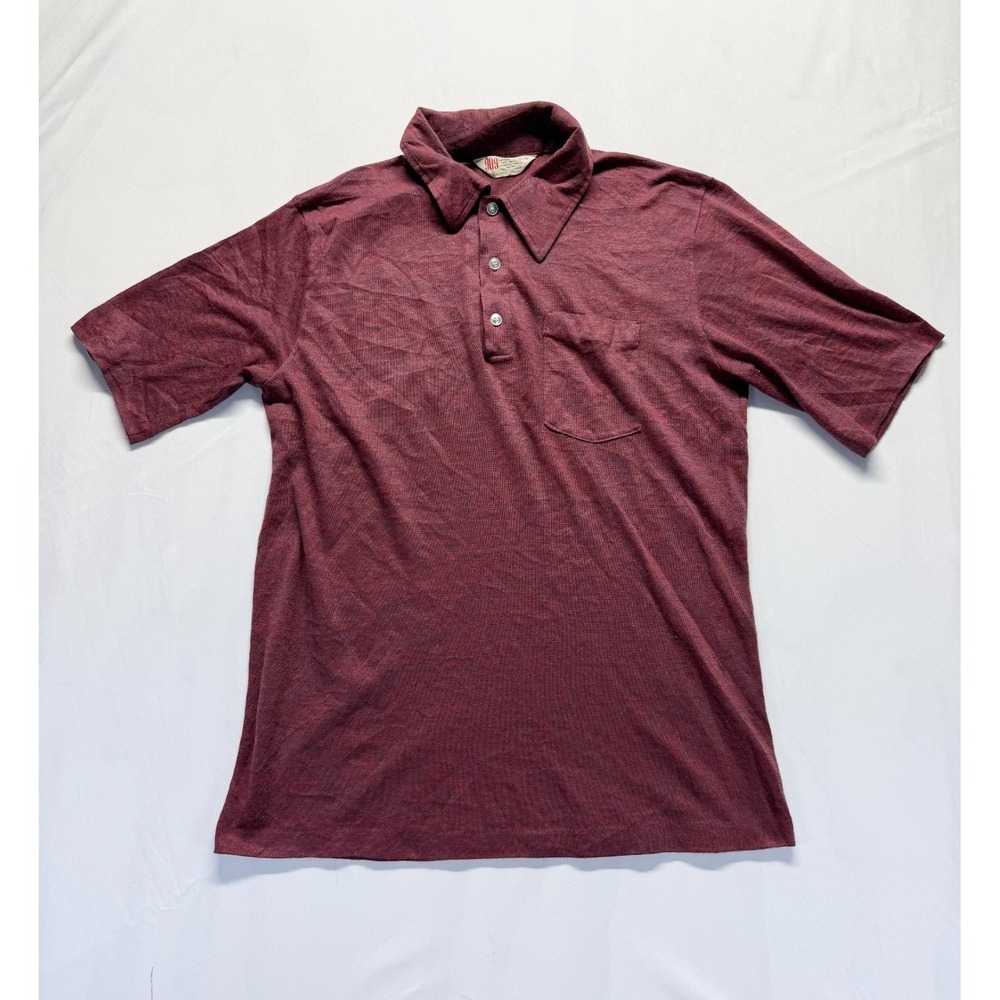 Vintage 909 Collection Polo Shirt Mens Large Burgundy Marled Acrylic Golf Tennis